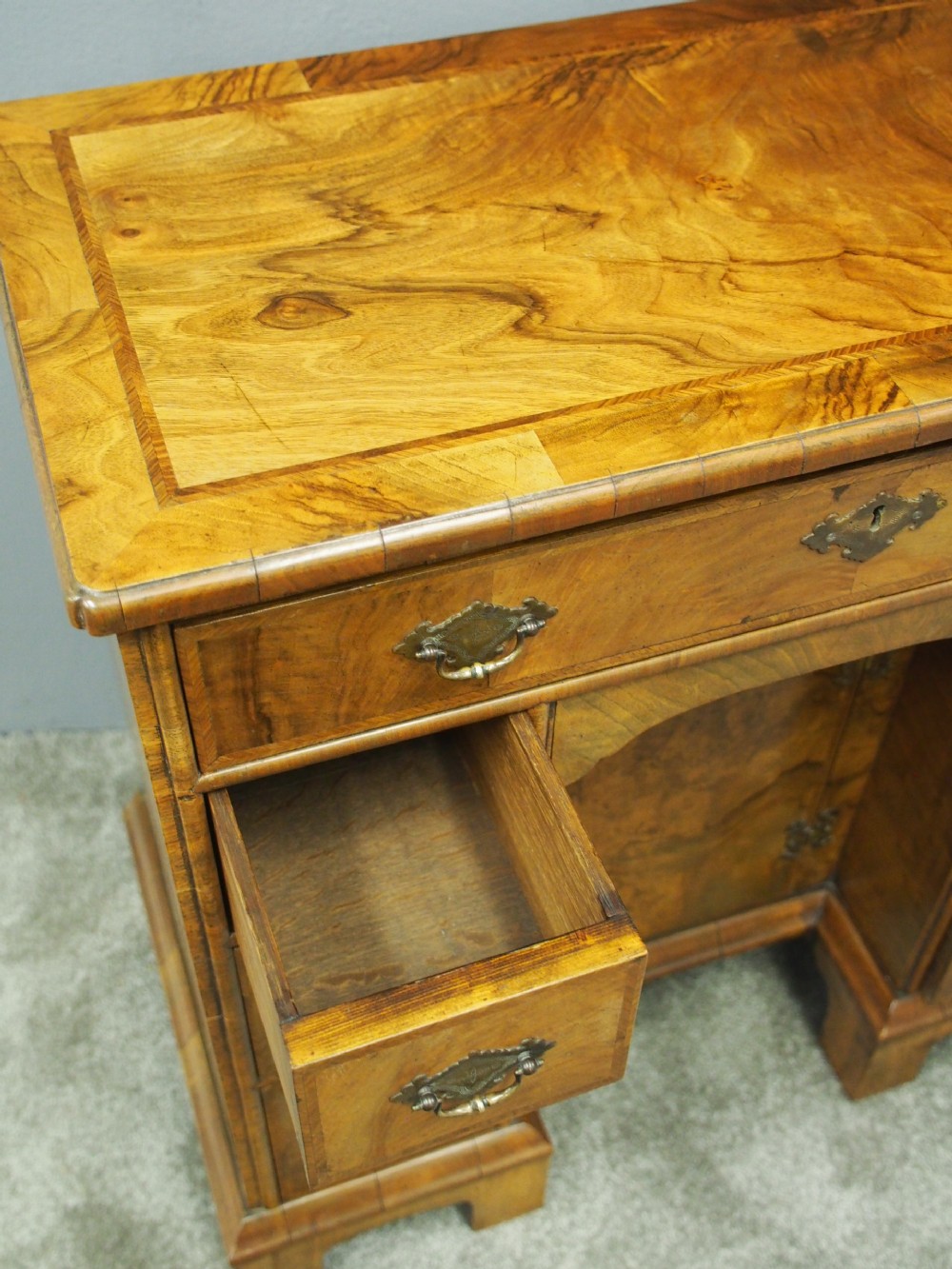 Neat George II Style Walnut Kneehole Desk View XI