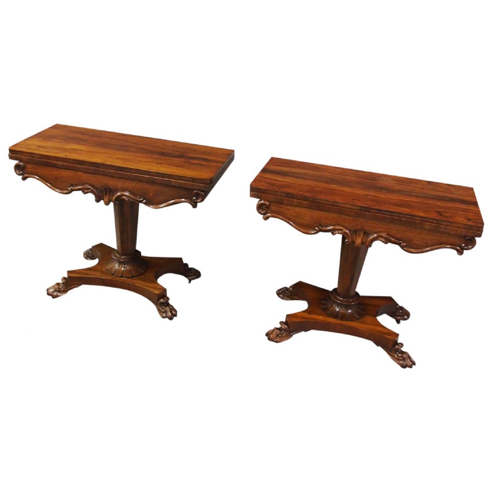 Pair of George IV Rosewood Card Tables