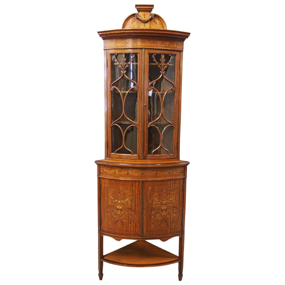 Victorian Satinwood Corner Cabinet on Stand