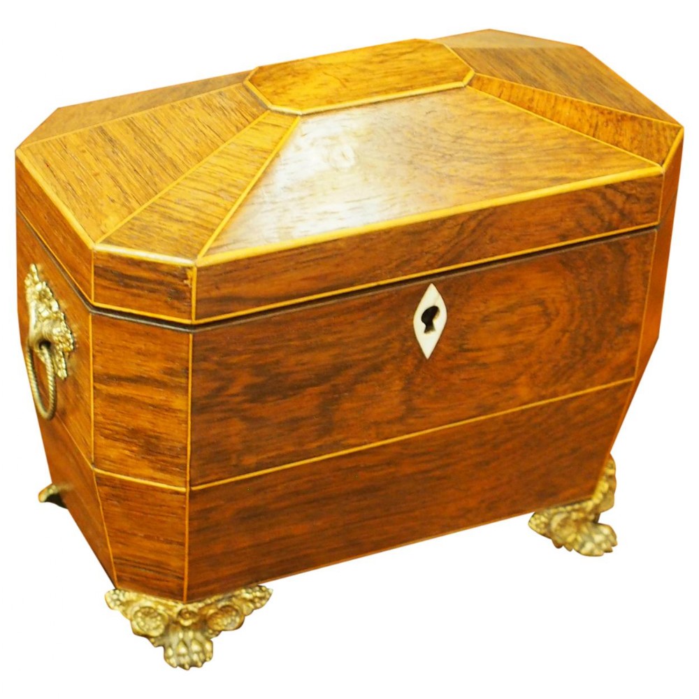 George IV Inlaid Rosewood Tea Caddy