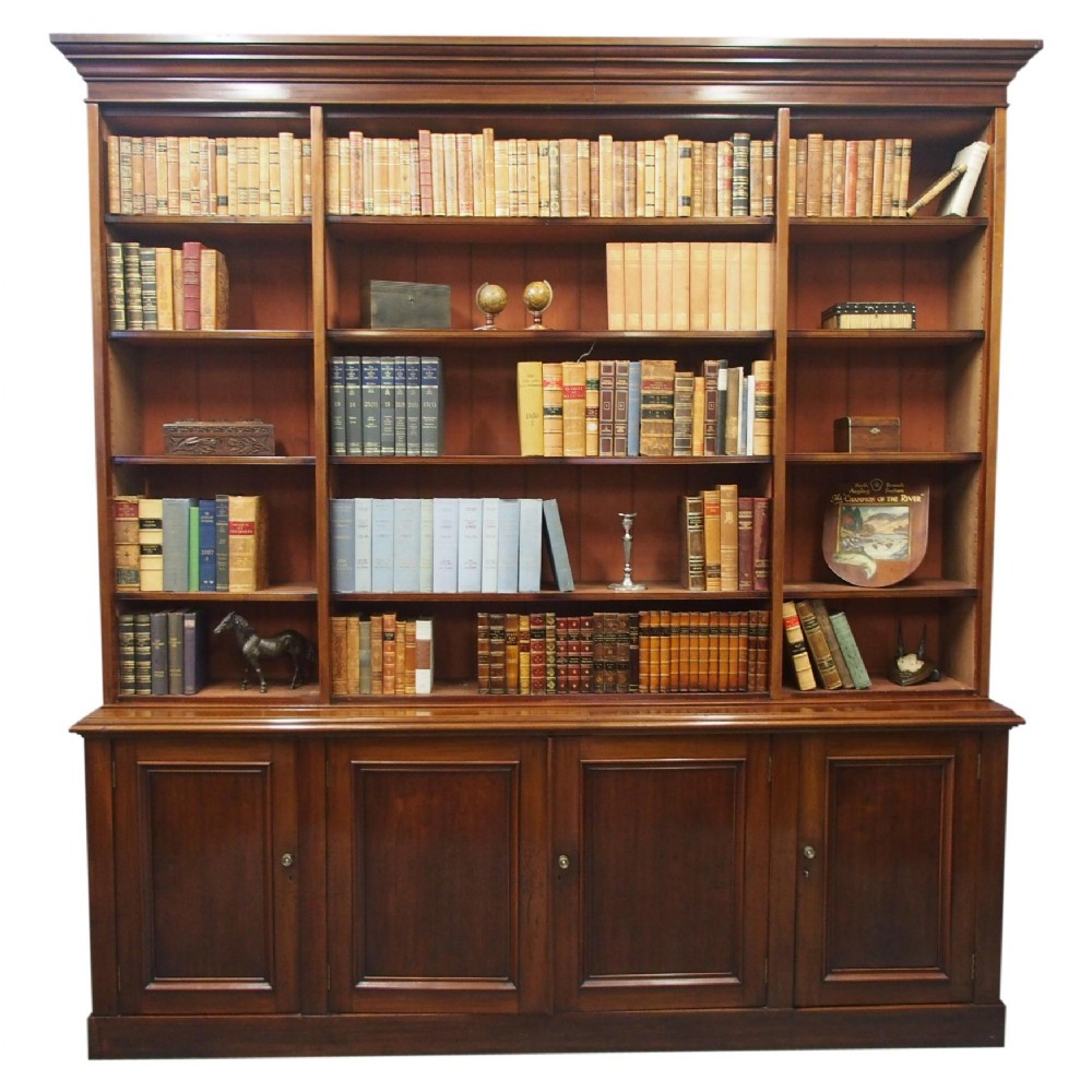 Large Victorian Mahogany Open Bookcase