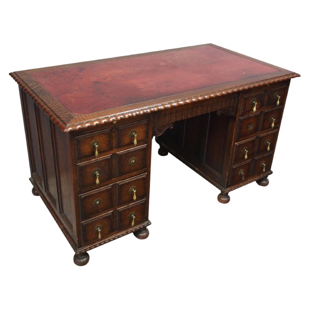 Oak Pedestal Desk by Waring and Gillows, Lancaster