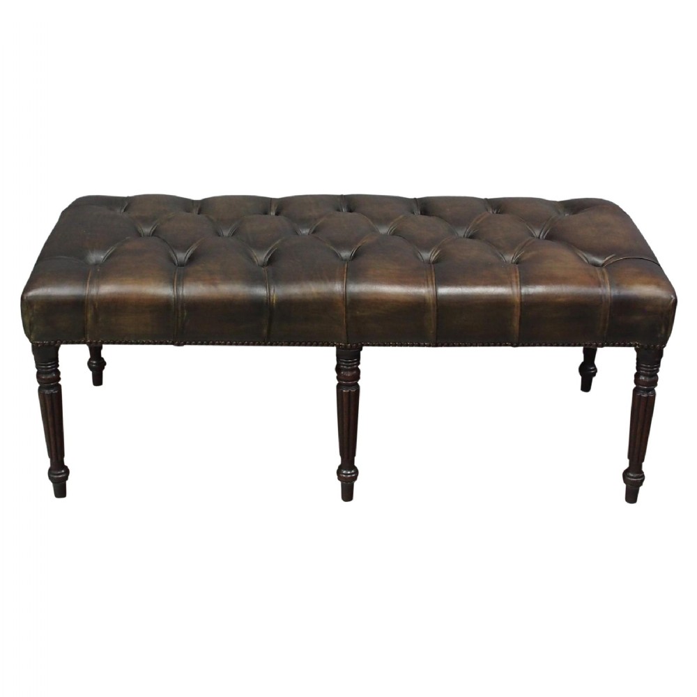 Georgian Style Leather Upholstered Stool
