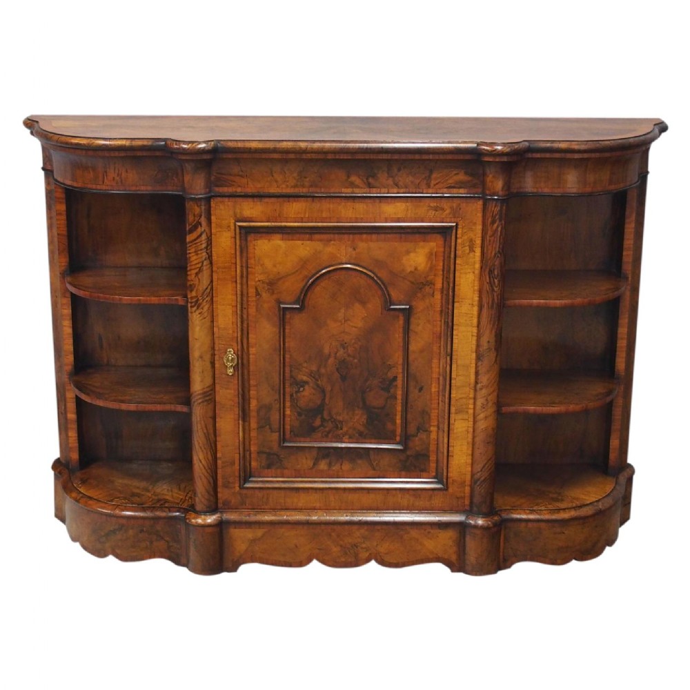 Victorian Serpentine Burr Walnut Credenza