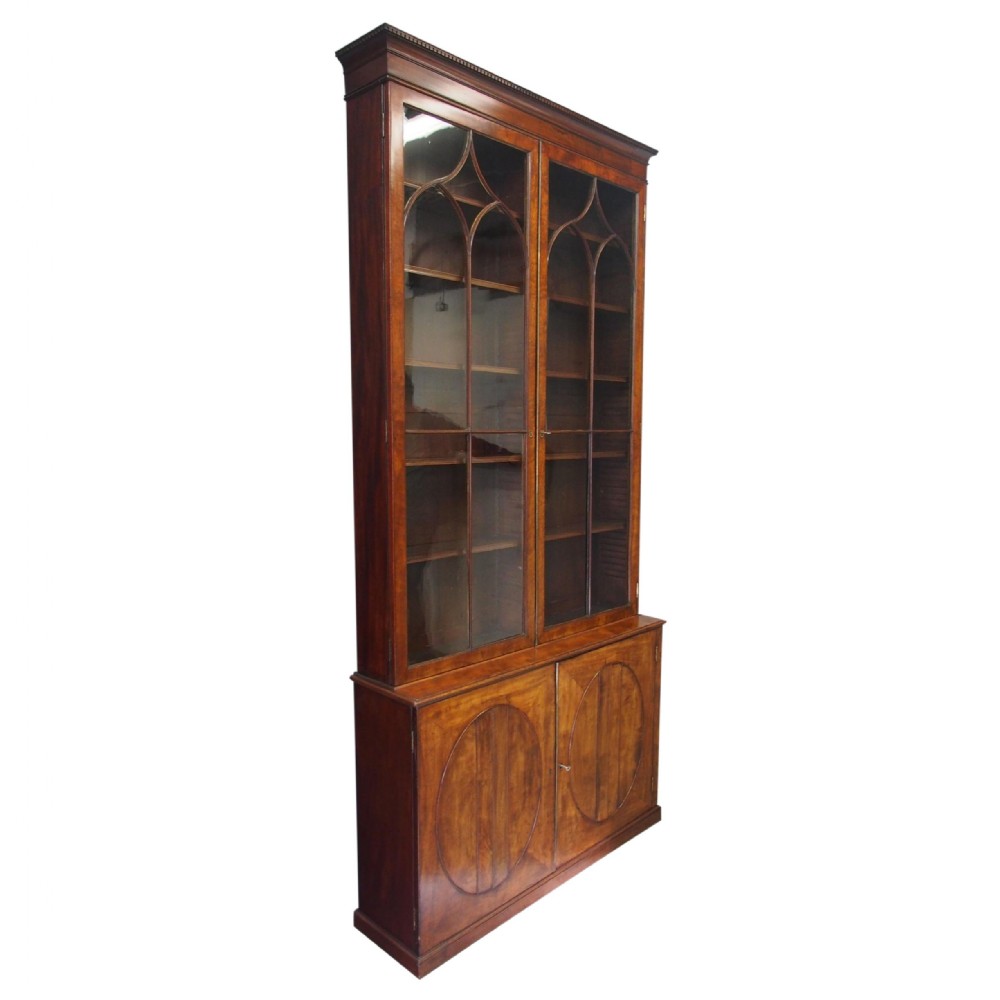 Tall George III Mahogany Cabinet Bookcase