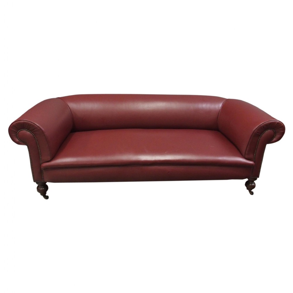 Victorian Burgundy Leather Chesterfield Sofa