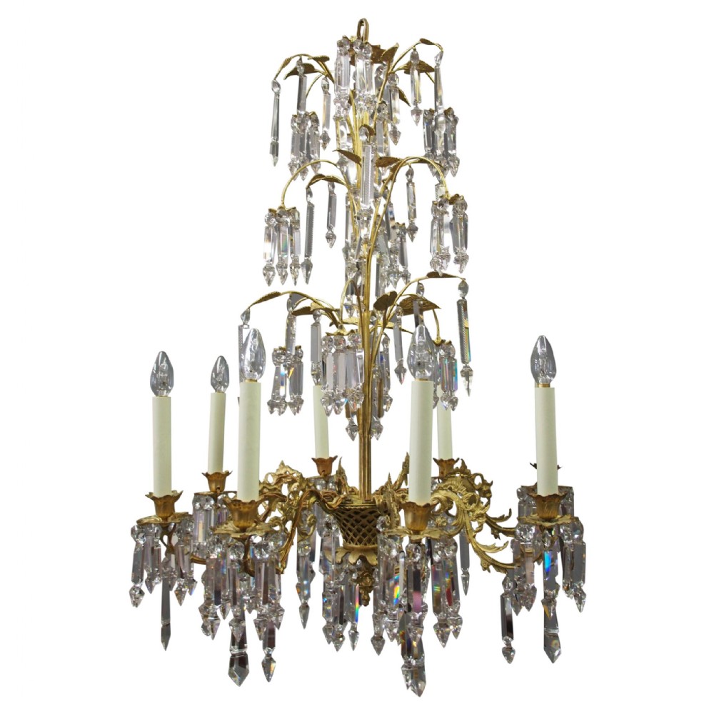 Edwardian Gilded and Glass Chandelier