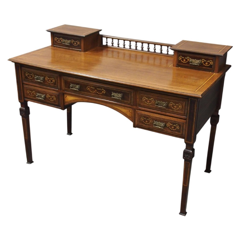 Sheraton Style Inlaid Mahogany Desk