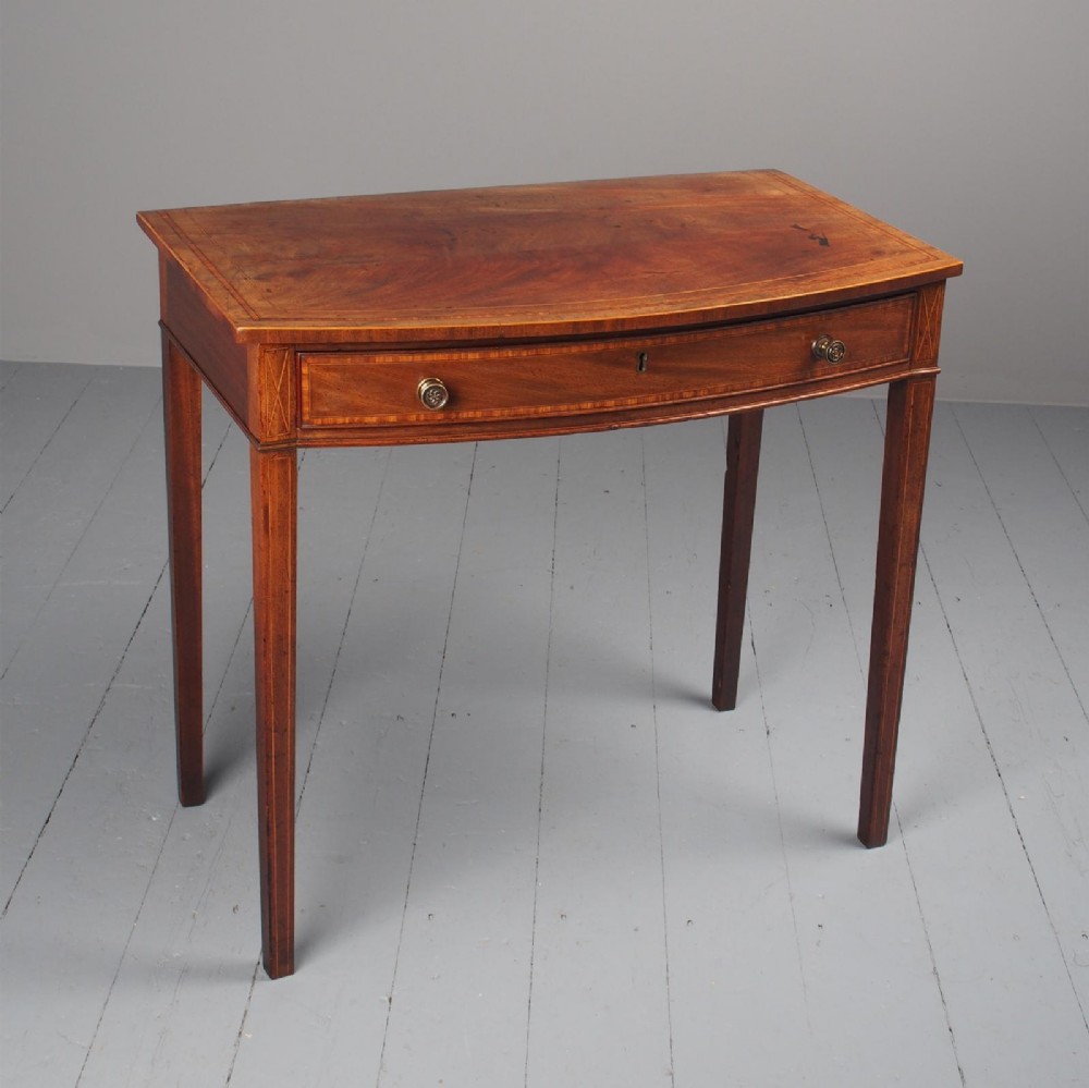 George III Bowfront Inlaid Mahogany Side Table