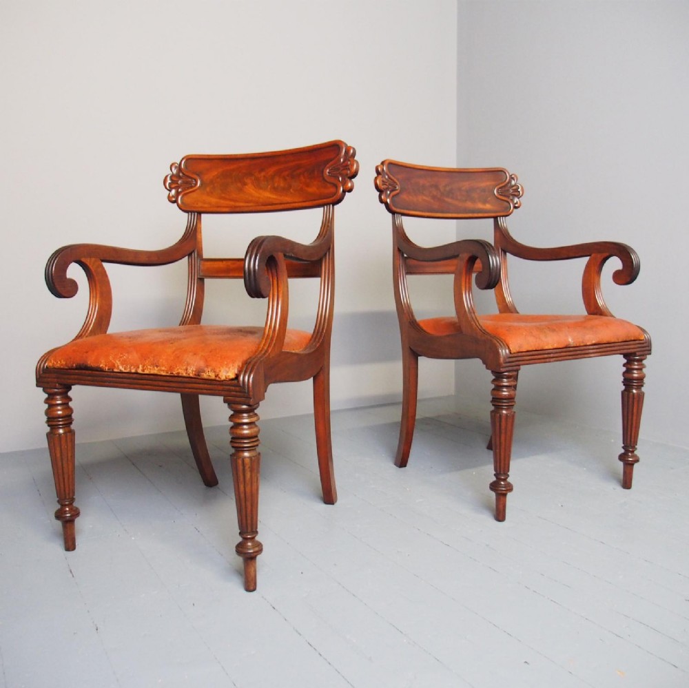 Pair of George IV Mahogany Armchairs