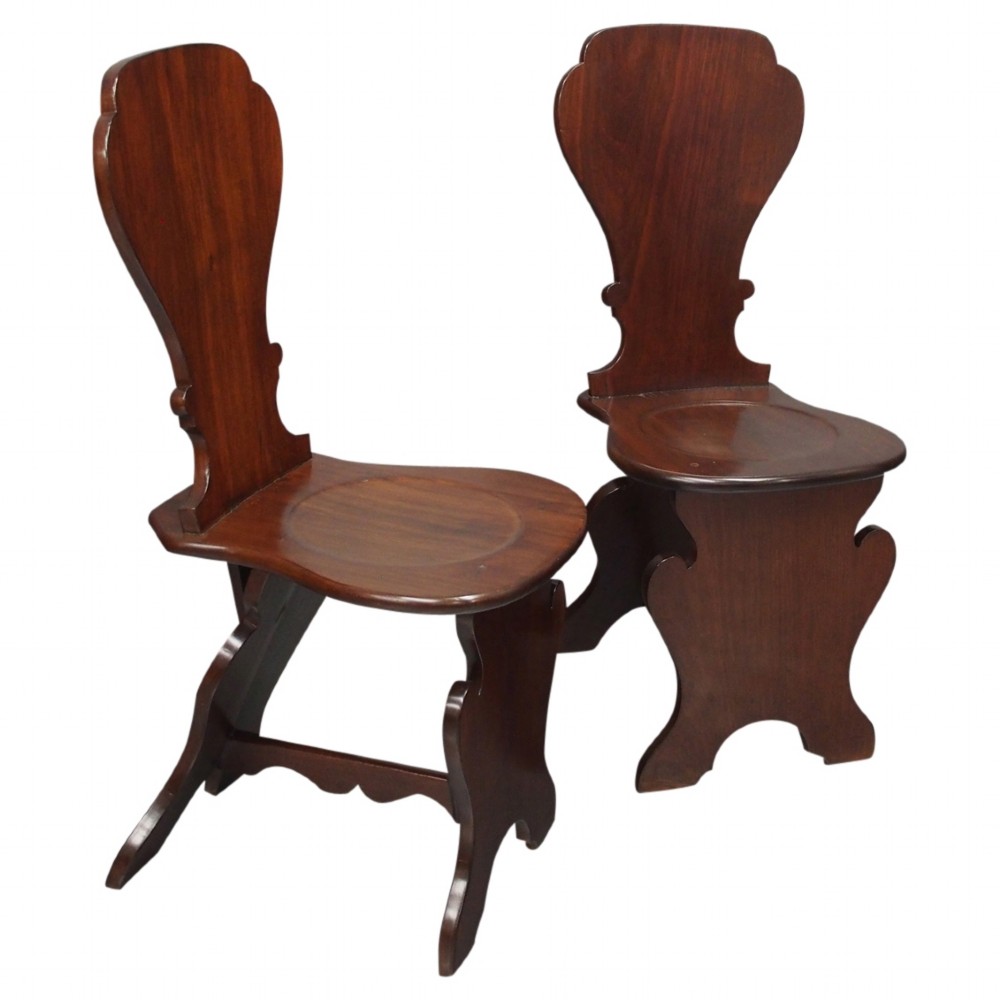 Pair of Mahogany Hall Chairs in the Sgabello Style