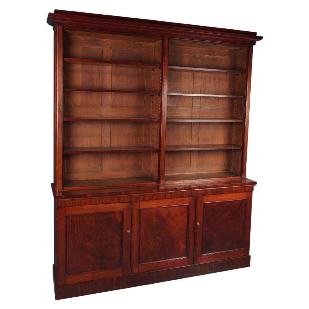 Large Early Victorian Mahogany Open Bookcase