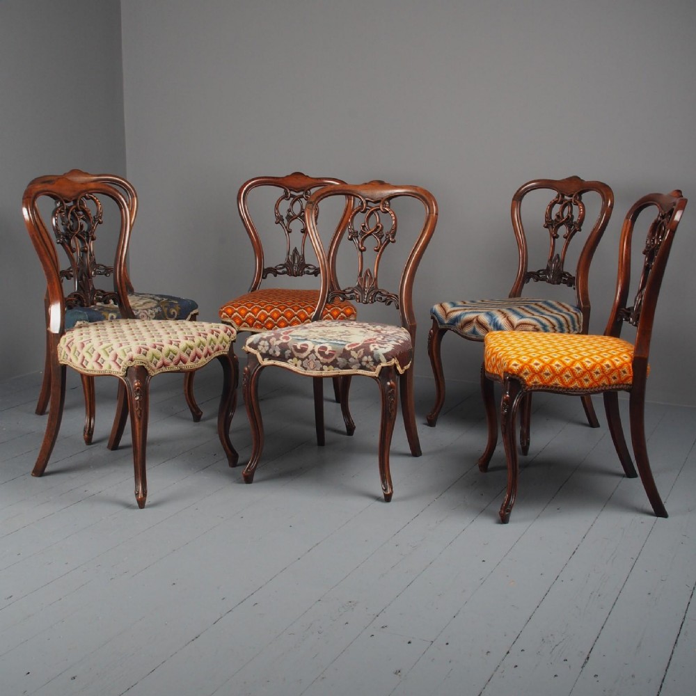 Set of 6 Mid Victorian Rosewood Dining Chairs