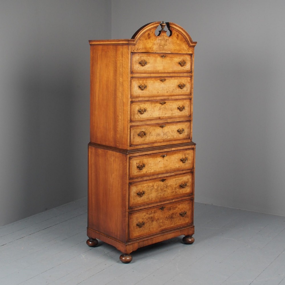 Georgian Style Burr Walnut Chest on Chest