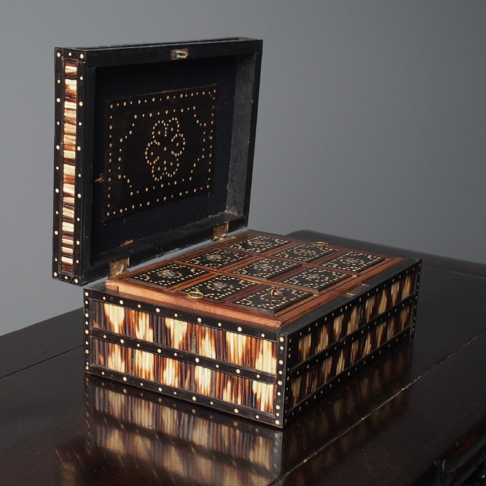 Anglo-Indian Ebony and Porcupine Quill Jewellery Box