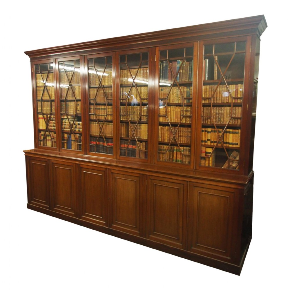 Large George III Style Mahogany 6 Door Cabinet Bookcase