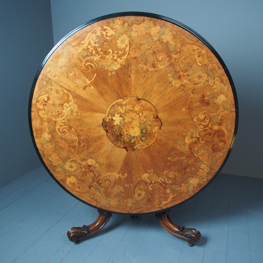 Large Victorian Marquetry Circular Breakfast Table
