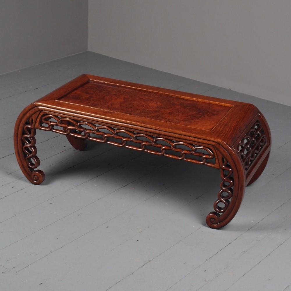 Antique Chinese Huanghuali and Burr Kang Table