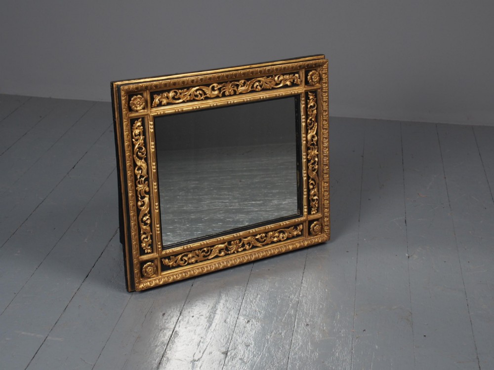 Antique Gilded and Ebonised Rectangular Wall Mirror