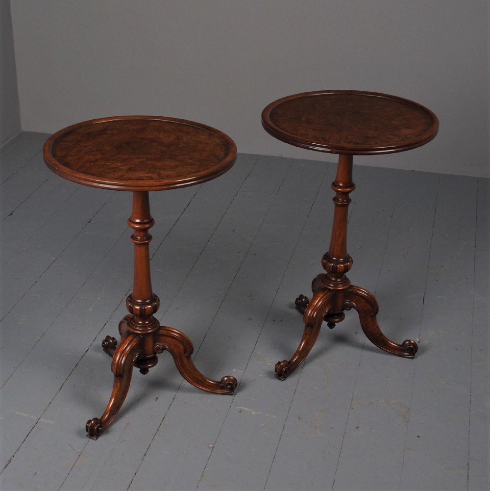 Antique Pair of Burr Walnut Occasional Tables