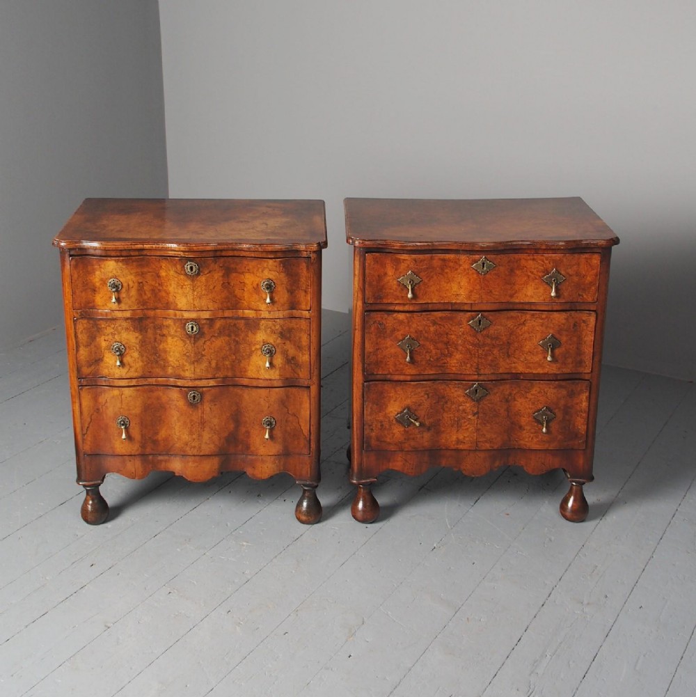 Antique Matched Pair of Walnut Chest of Drawers