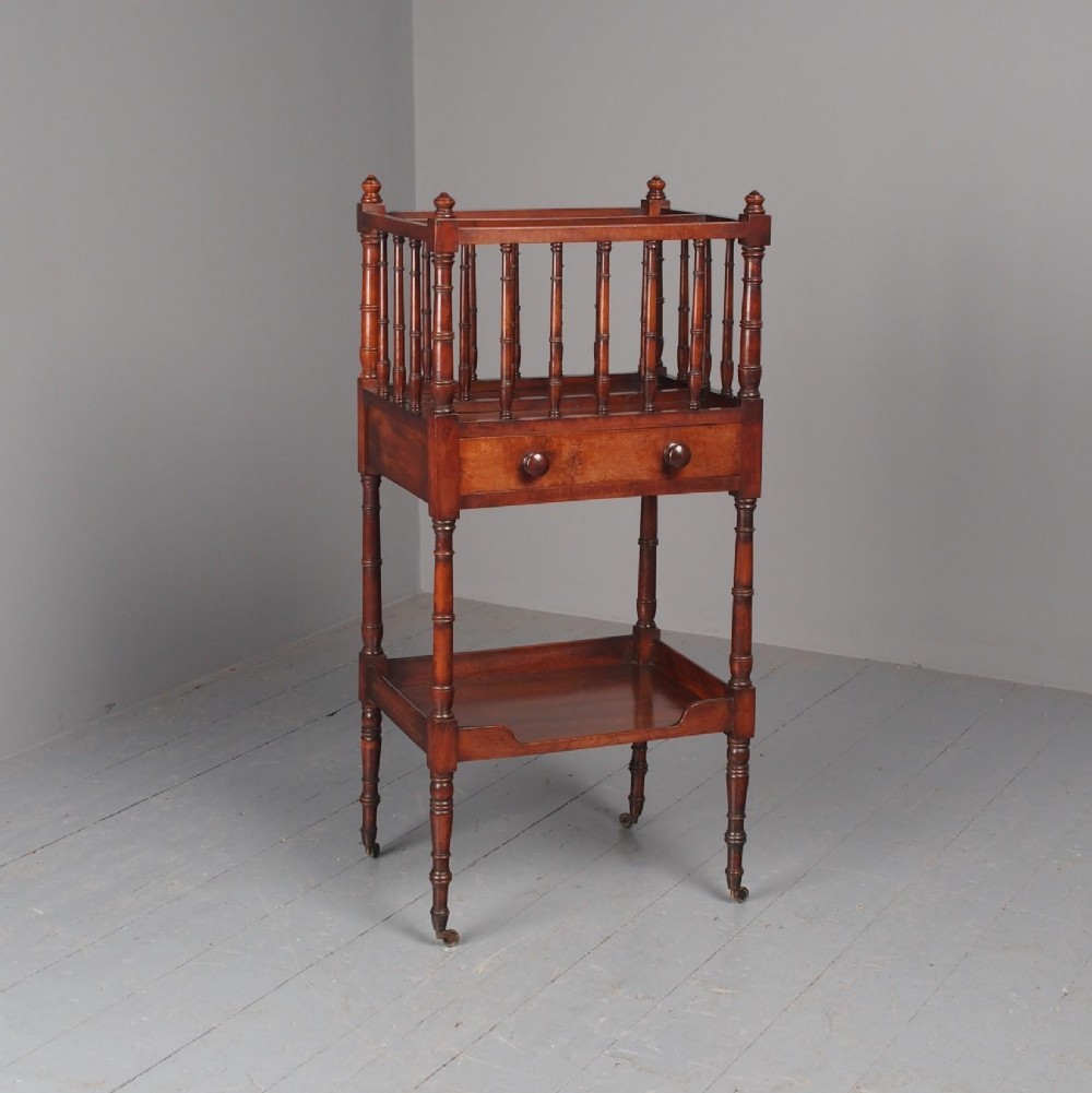 Antique George III Yew Canterbury-Whatnot