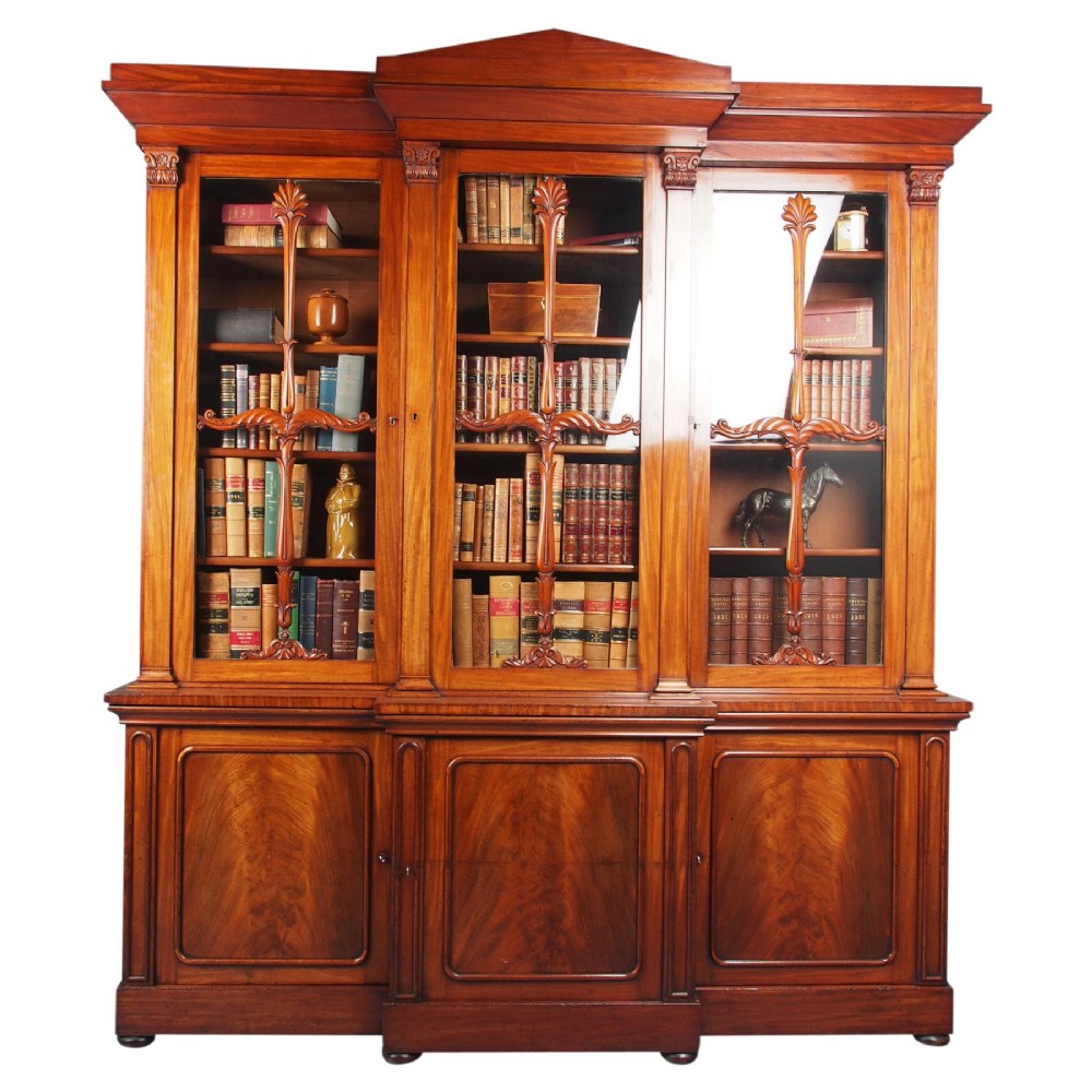 Antique George IV Mahogany Breakfront Library Bookcase