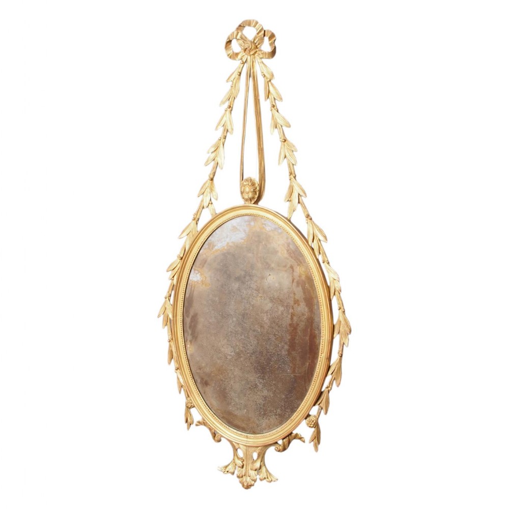 Antique Adam Style Giltwood Wall Mirror