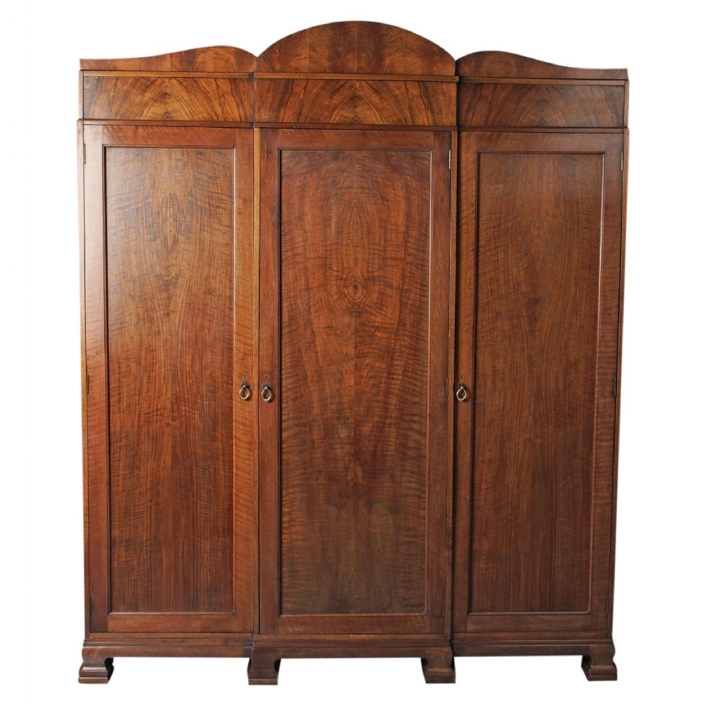 Figured Walnut 3 Door Wardrobe by Whytock and Reid