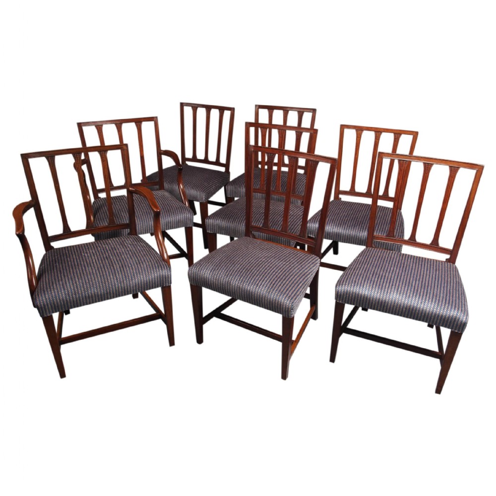 Antique Set of 8 George III Mahogany Dining Chairs