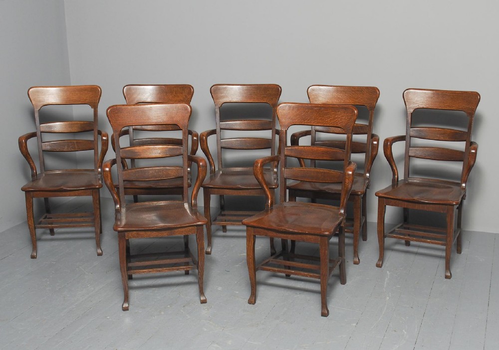 Rare Antique Set of 22 American Oak Chairs