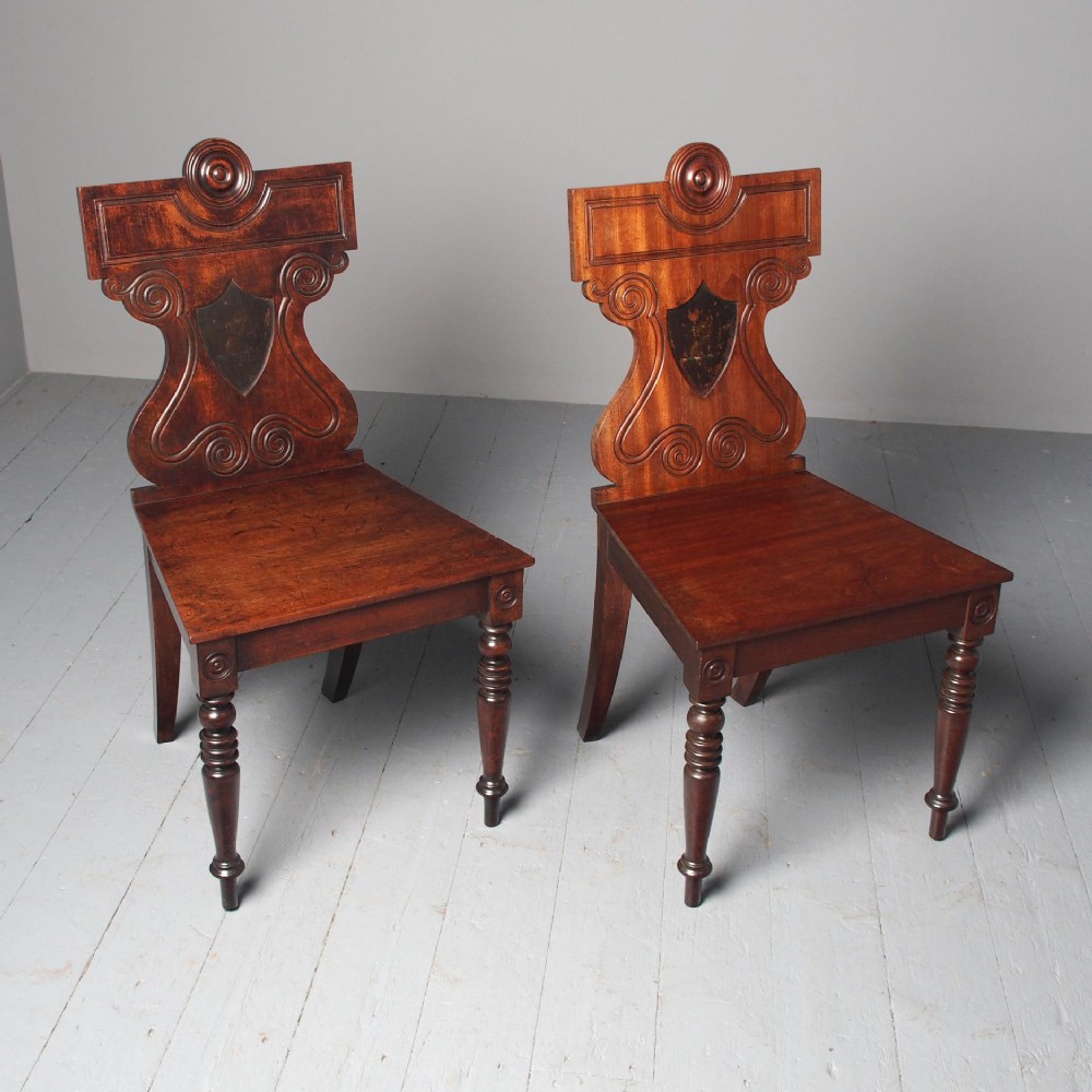 Antique Pair of George III Hall Chairs