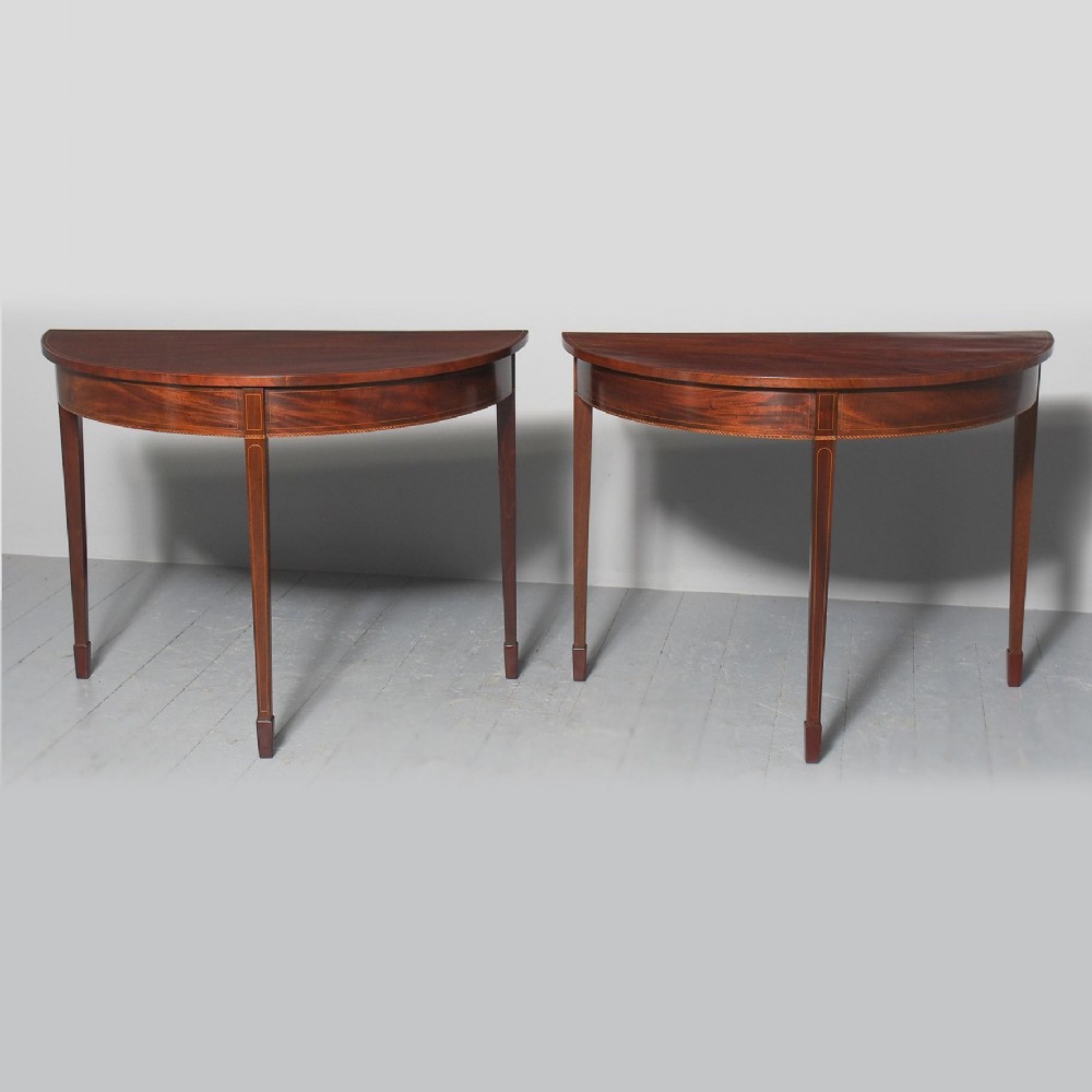 Pair of George III Inlaid Mahogany Hall Tables