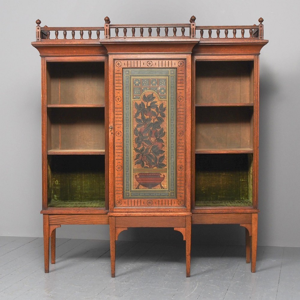 Oak and Painted Aesthetic Movement Bookcase