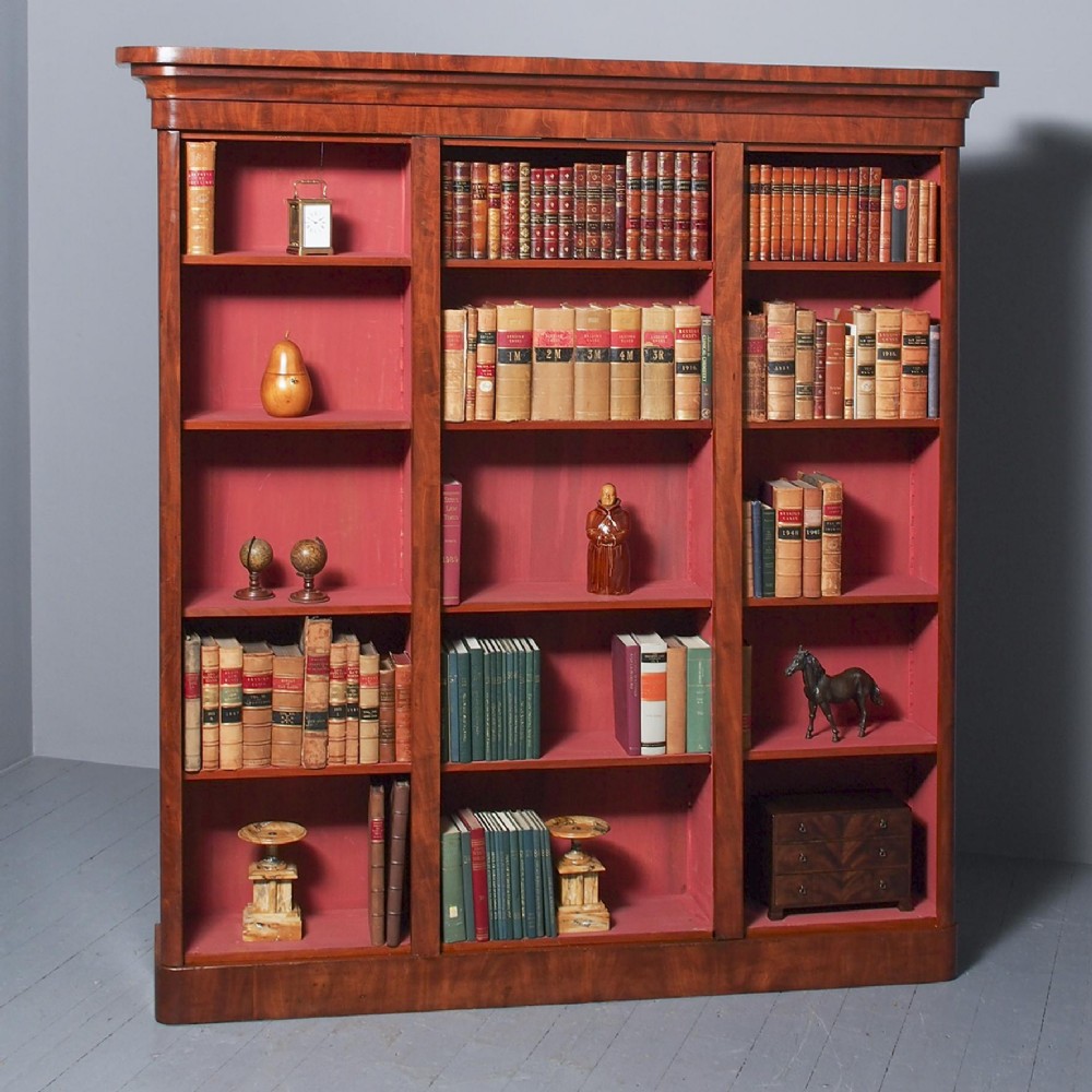 Antique Victorian Mahogany Tall Open Bookcase