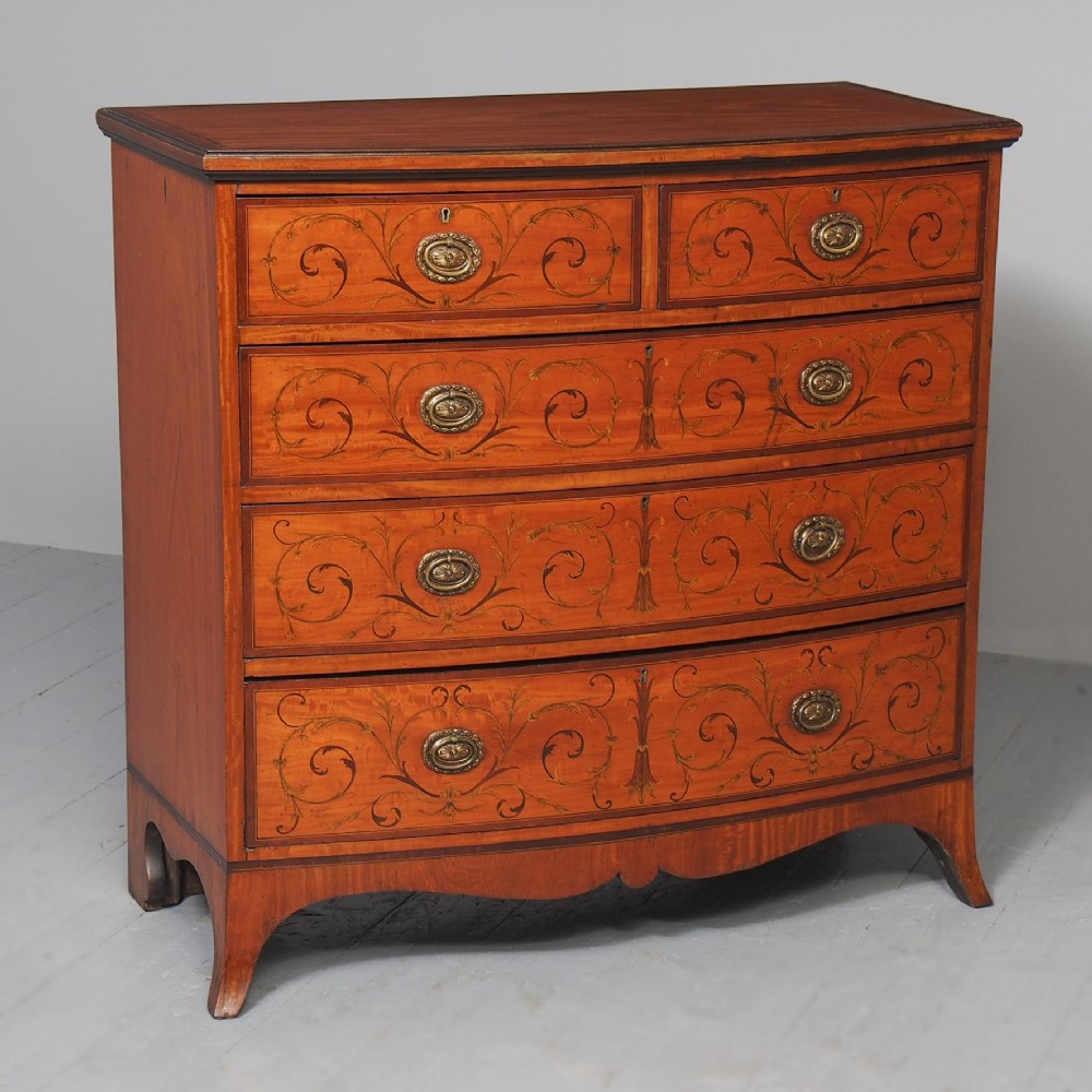Inlaid Satinwood Chest of Drawers by S & H Jewells