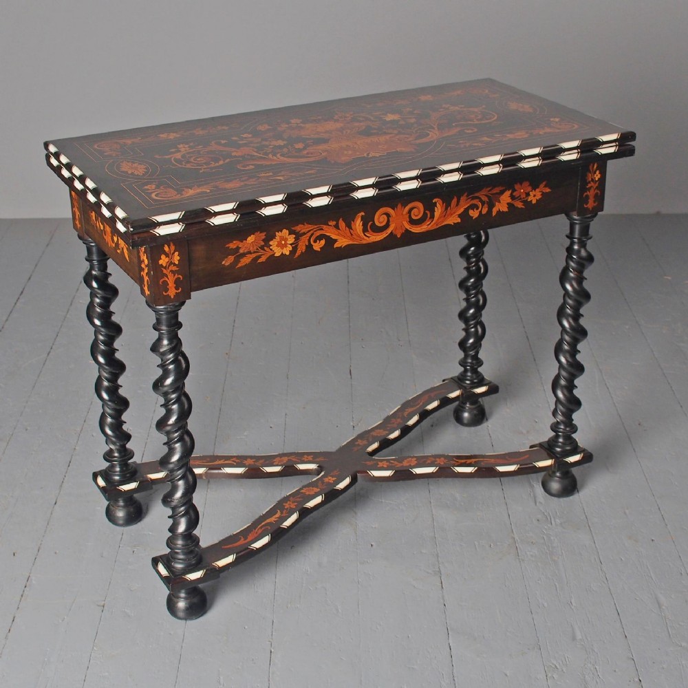 North Italian Marquetry and Ebonised Walnut Games Table