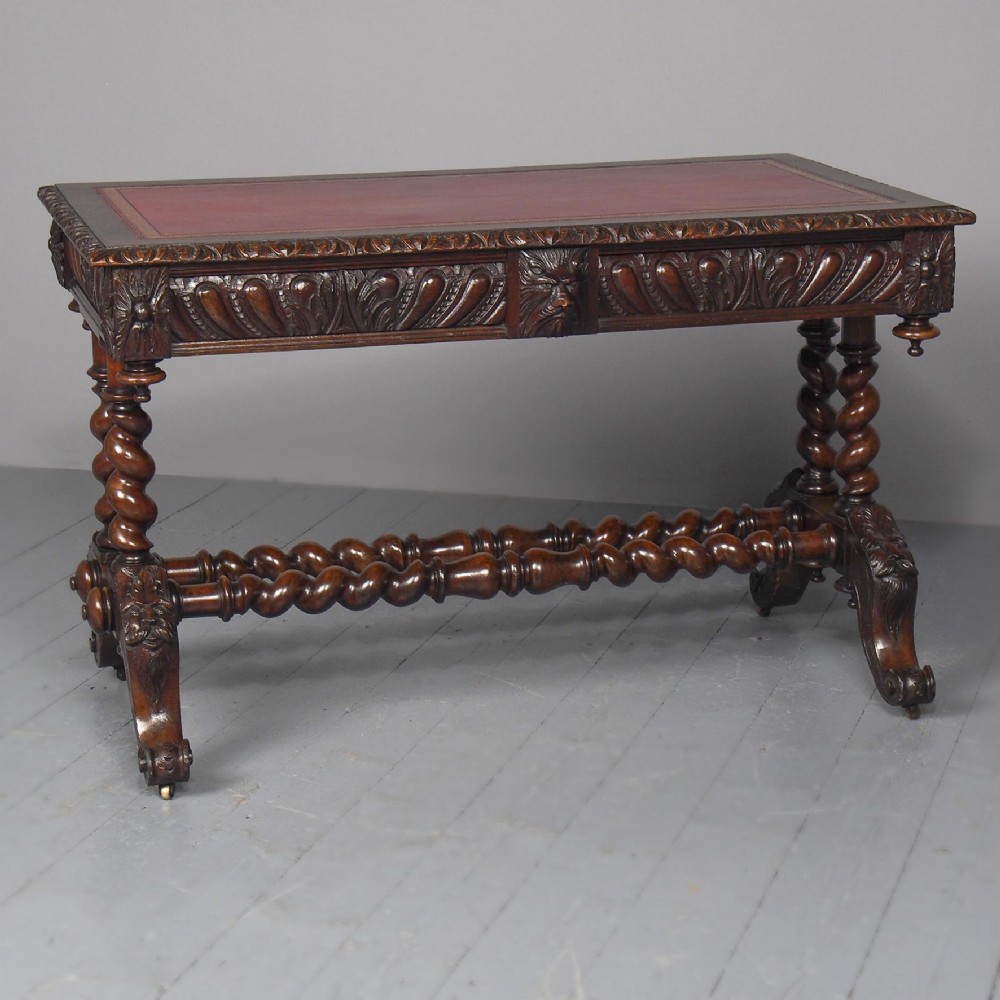 Antique Oak Flemish Writing Table