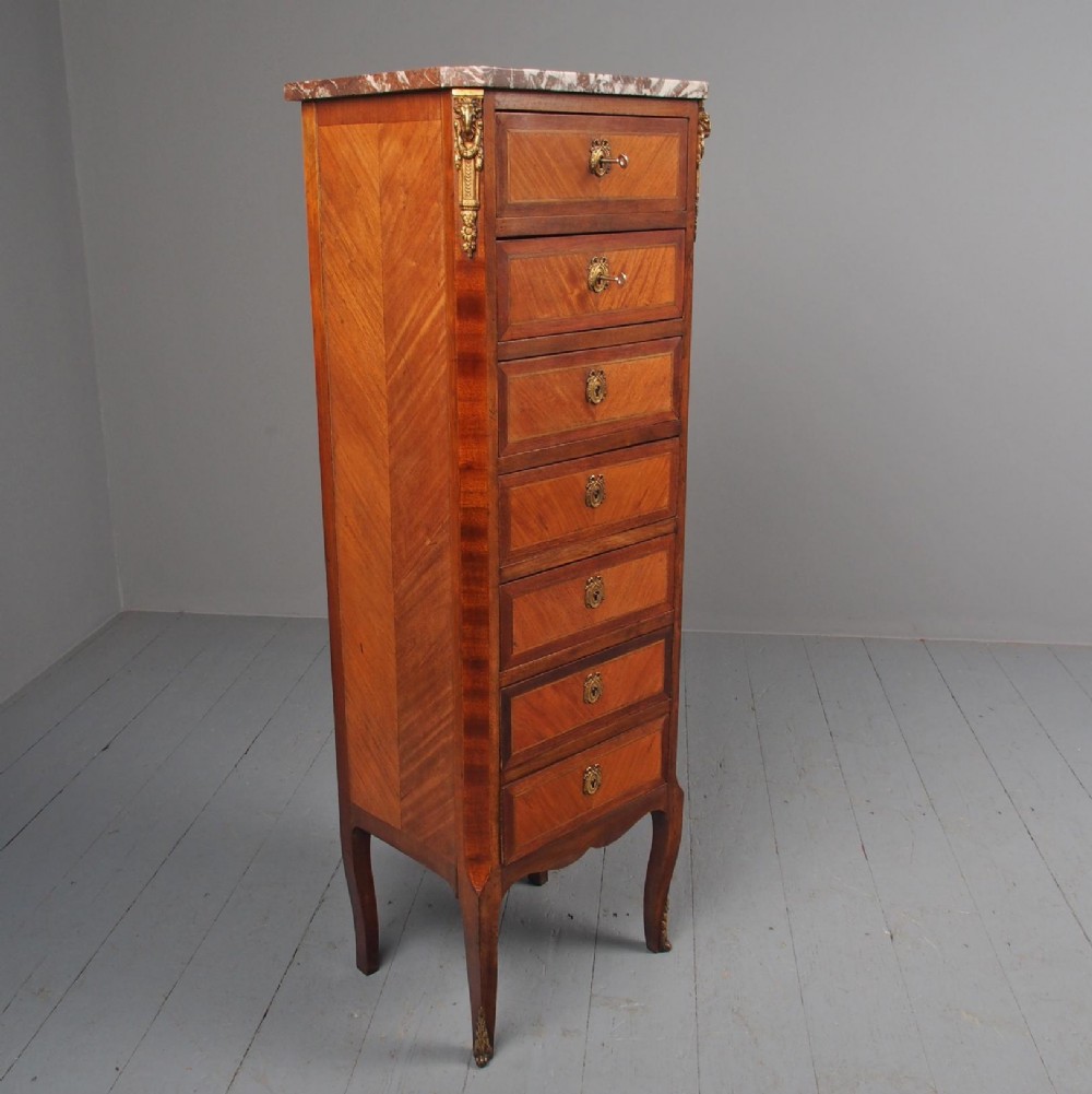 Tall French Inlaid Kingwood Chest of Drawers