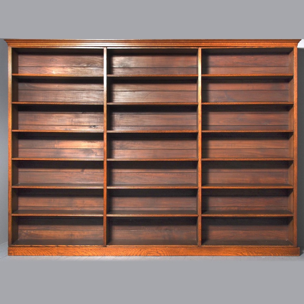 Large Victorian Oak Open Bookcase