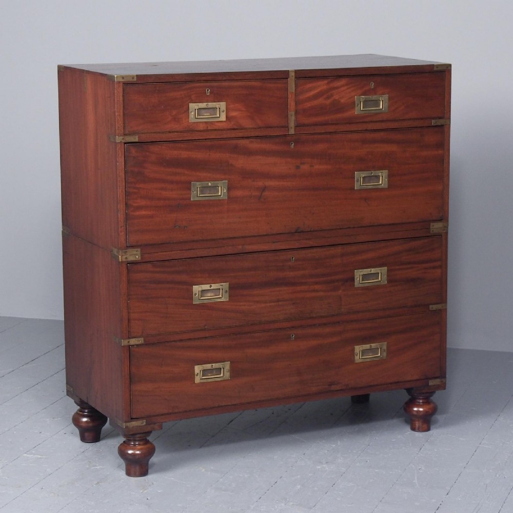 19th Century Mahogany Campaign Chest