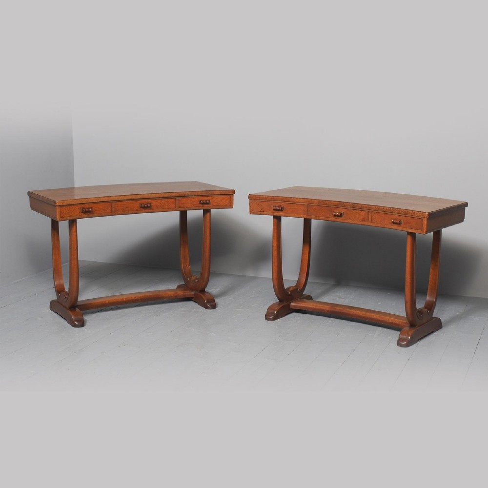 Pair of Curved Oak Side Tables by Whytock and Reid