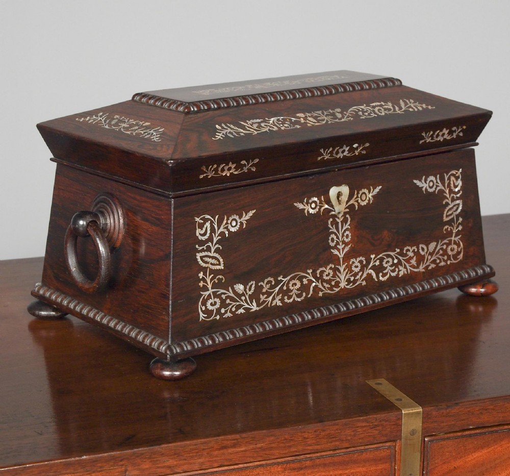 George IV Rosewood and Mother of Peal Tea Caddy