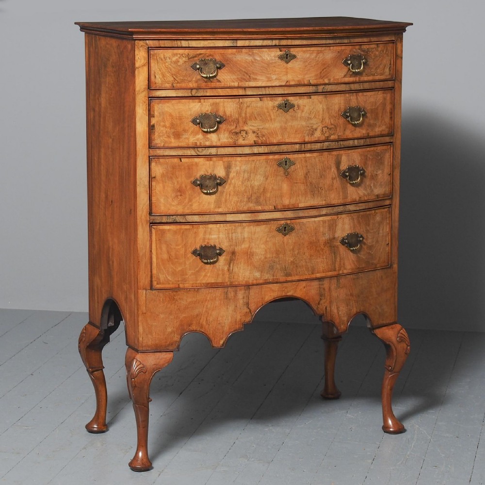 Georgian Style Walnut Bowfront Chest on Stand