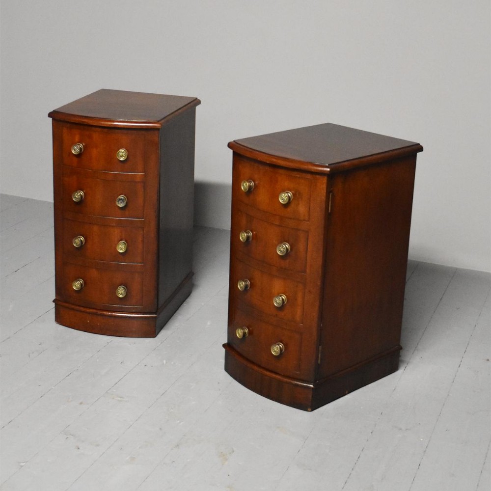 Pair of Victorian Mahogany Bow-Front Bedside Cabinets