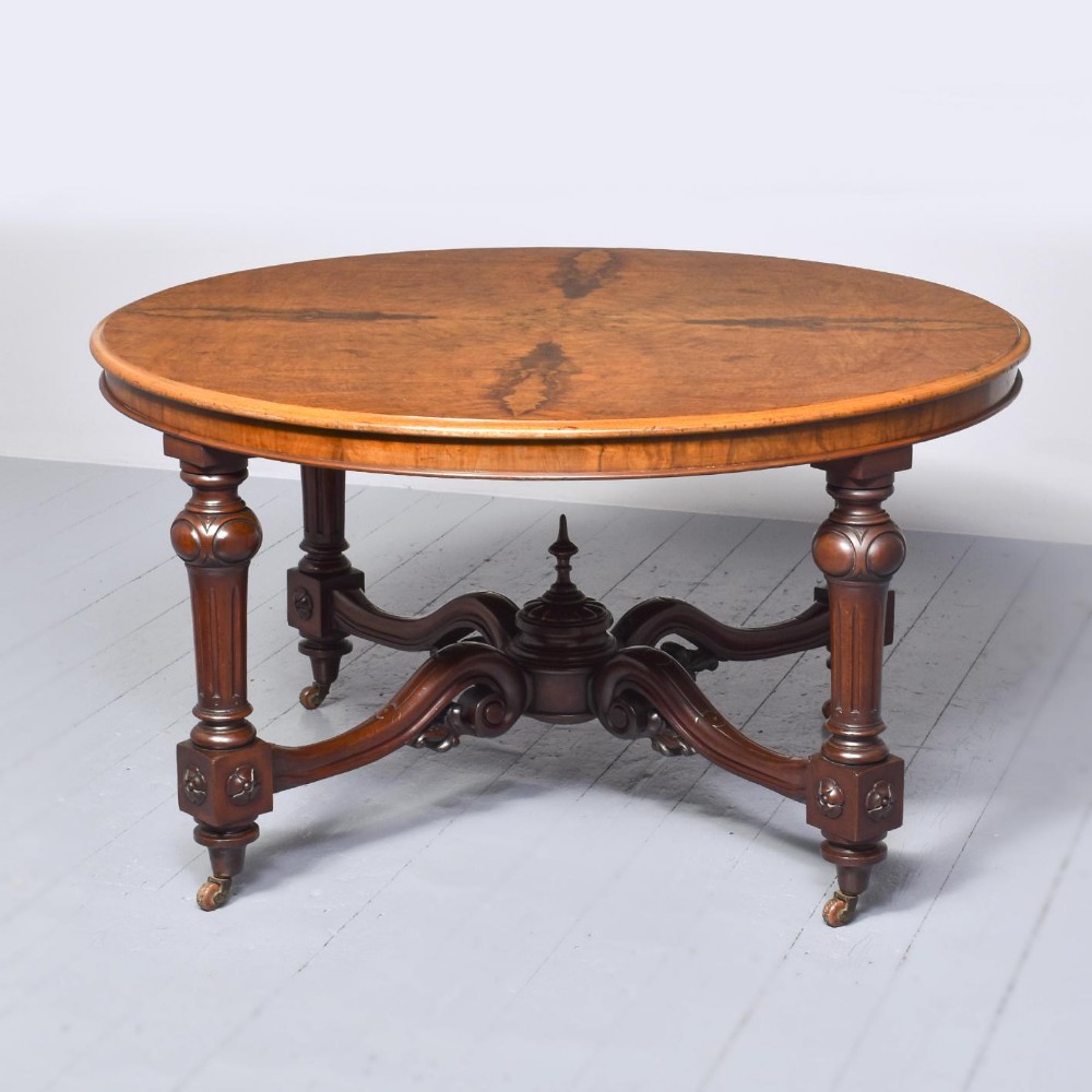 Exceptional Quality Large, Figured-Walnut Victorian Centre Table