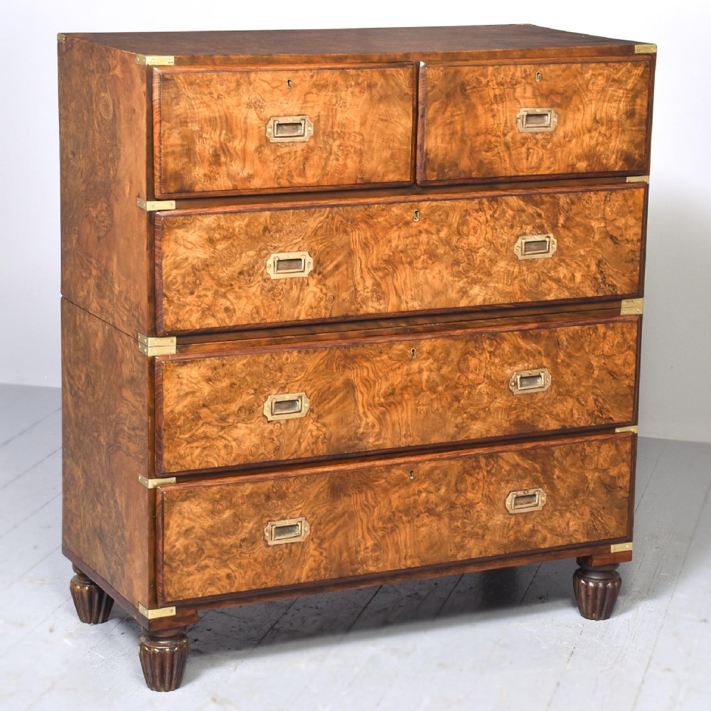 Victorian Two-Part Walnut Military Chest
