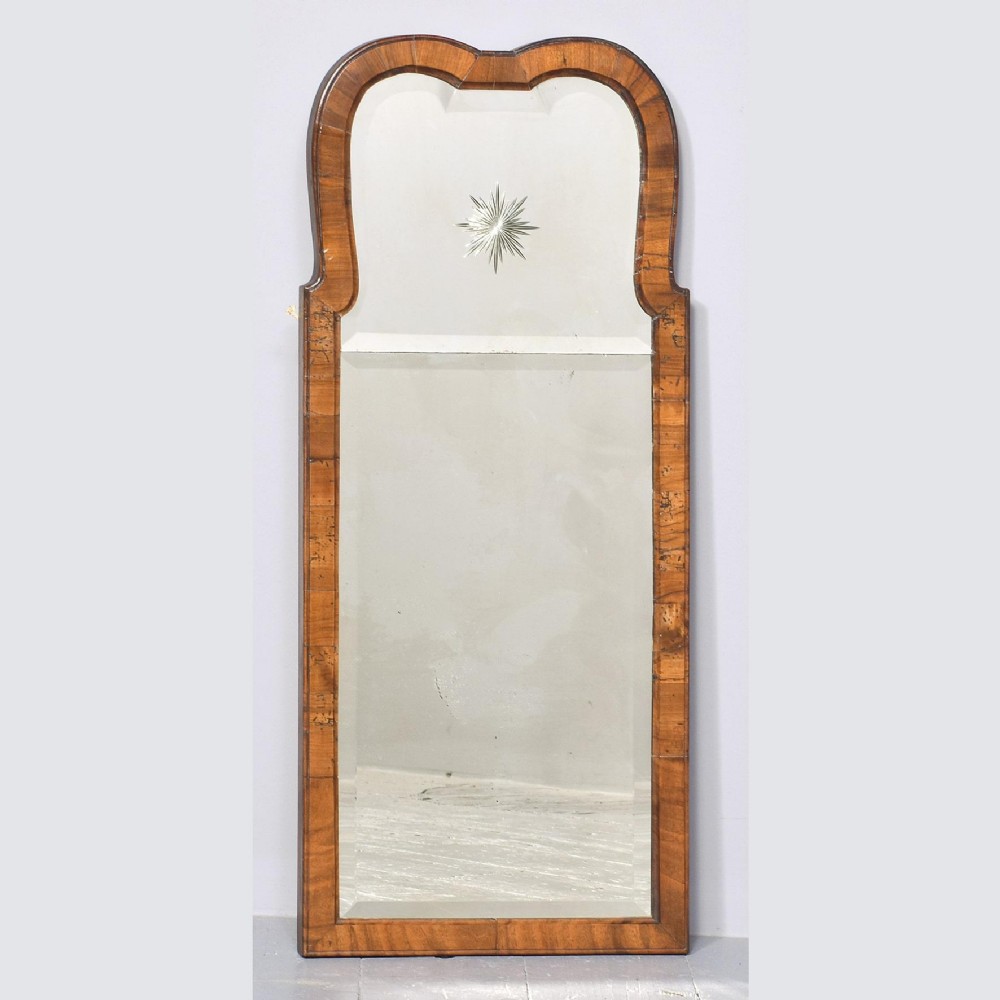 Queen Anne Style Walnut Wall Mirror.