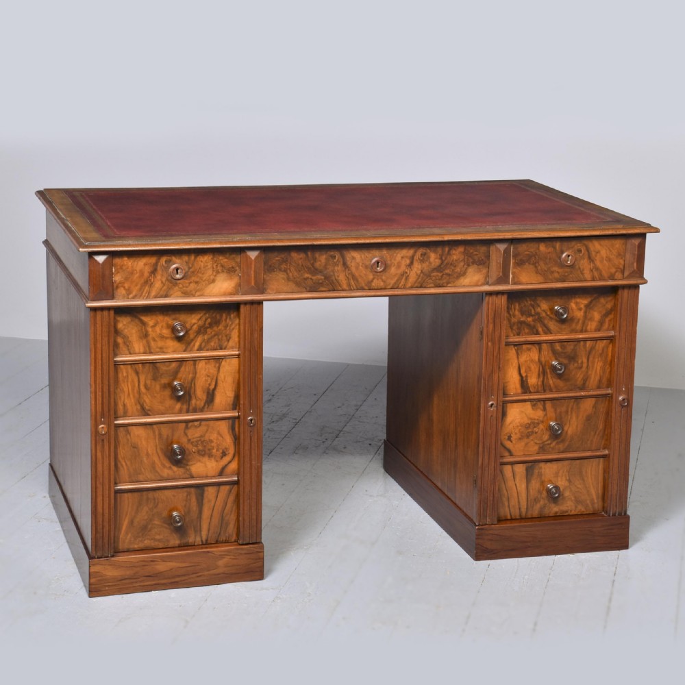 Victorian Walnut Pedestal Desk