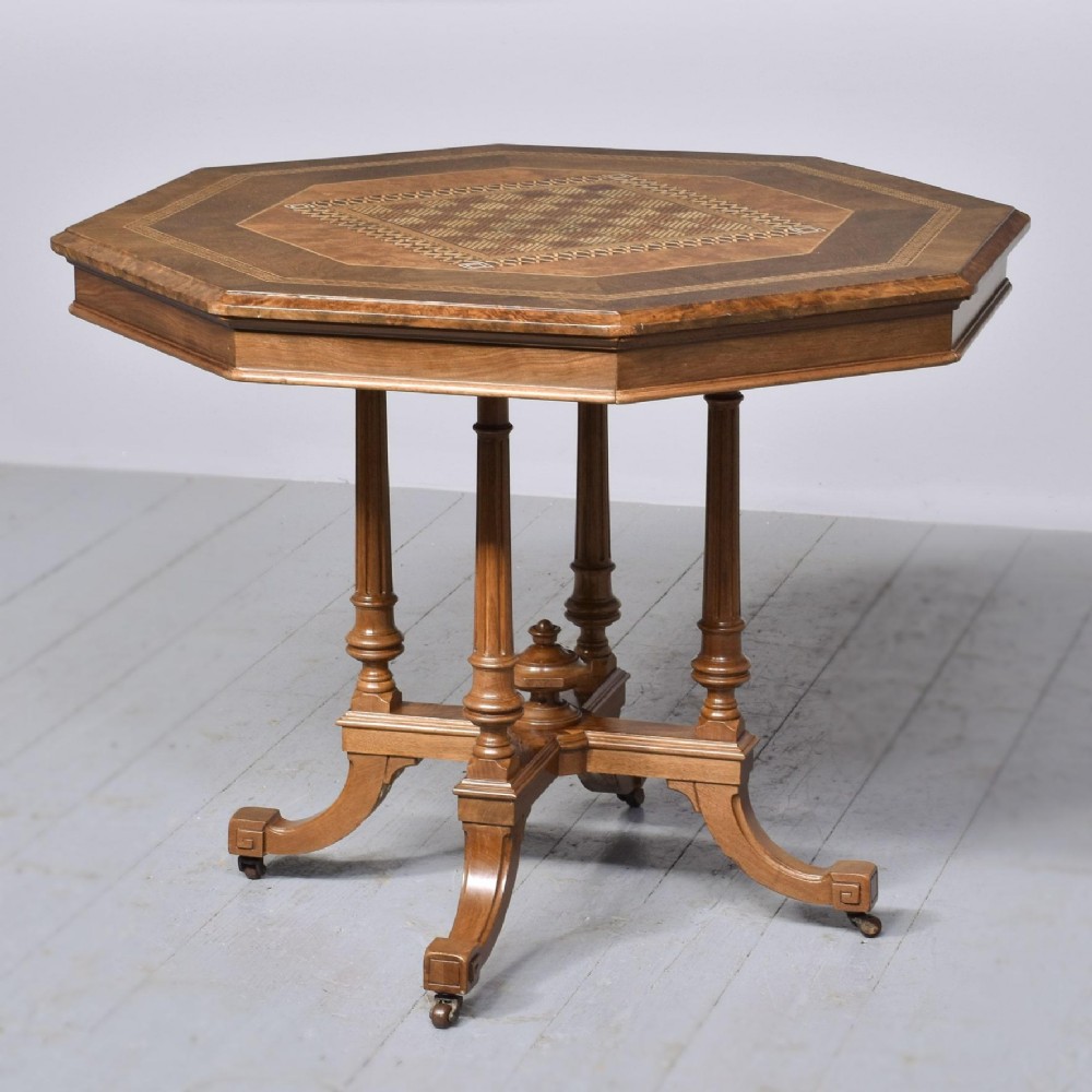 Victorian Walnut and Inlaid Games Table